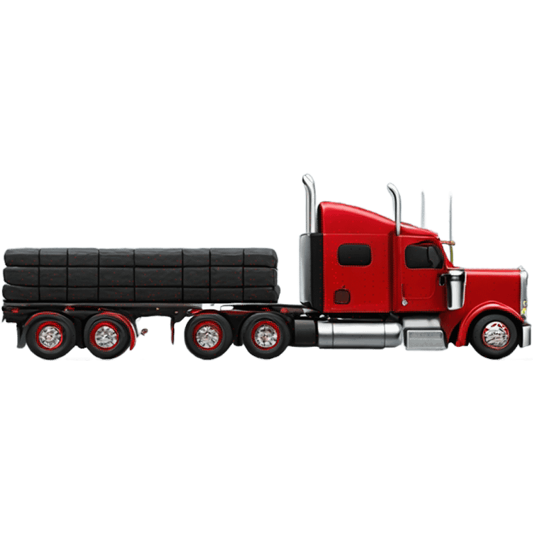 Peterbilt 389 black with red frame with flat top and slash cut exhaust stacks and dual rear tires and flat bumper emoji