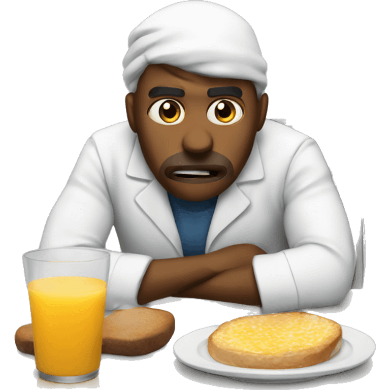 Sick of life during breakfast shift emoji