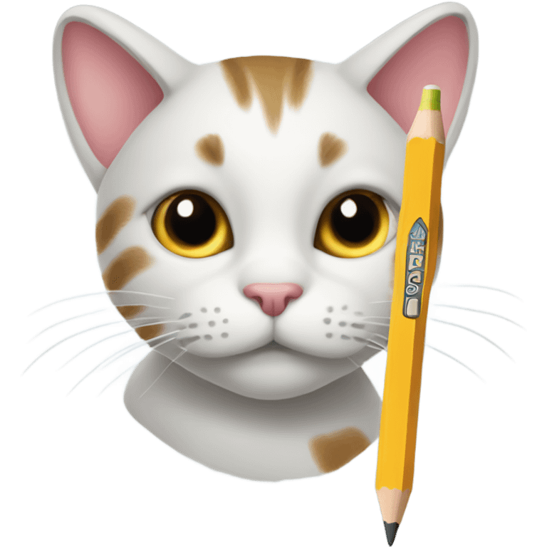 Cat with Pencil in mouce emoji