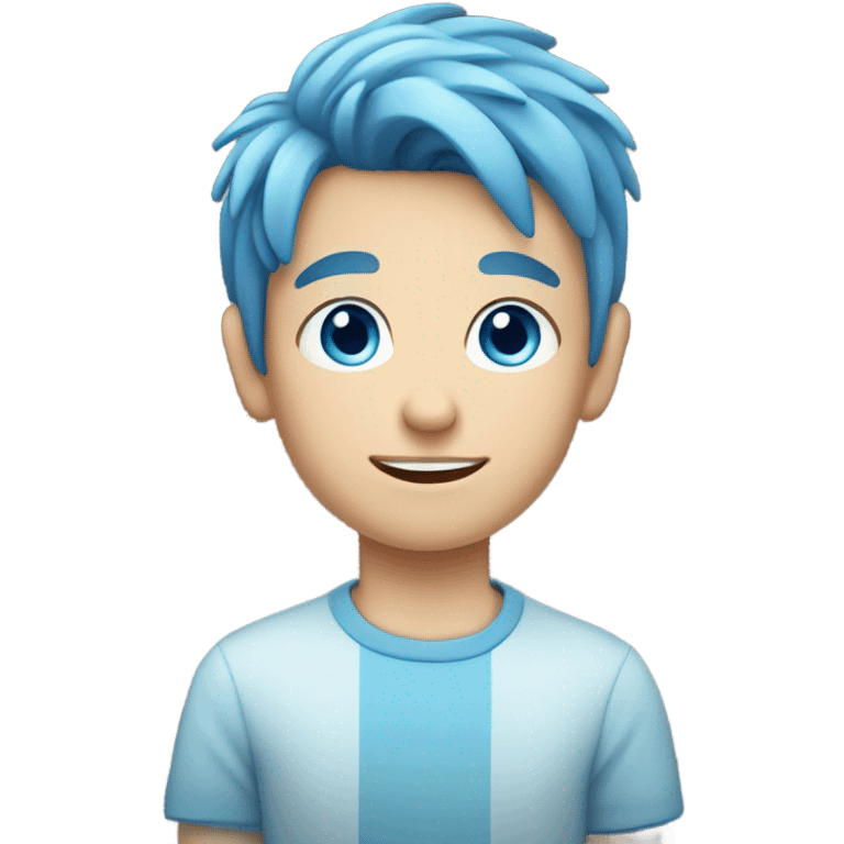 Young Caucasian boy with blue eyes and blue hair emoji