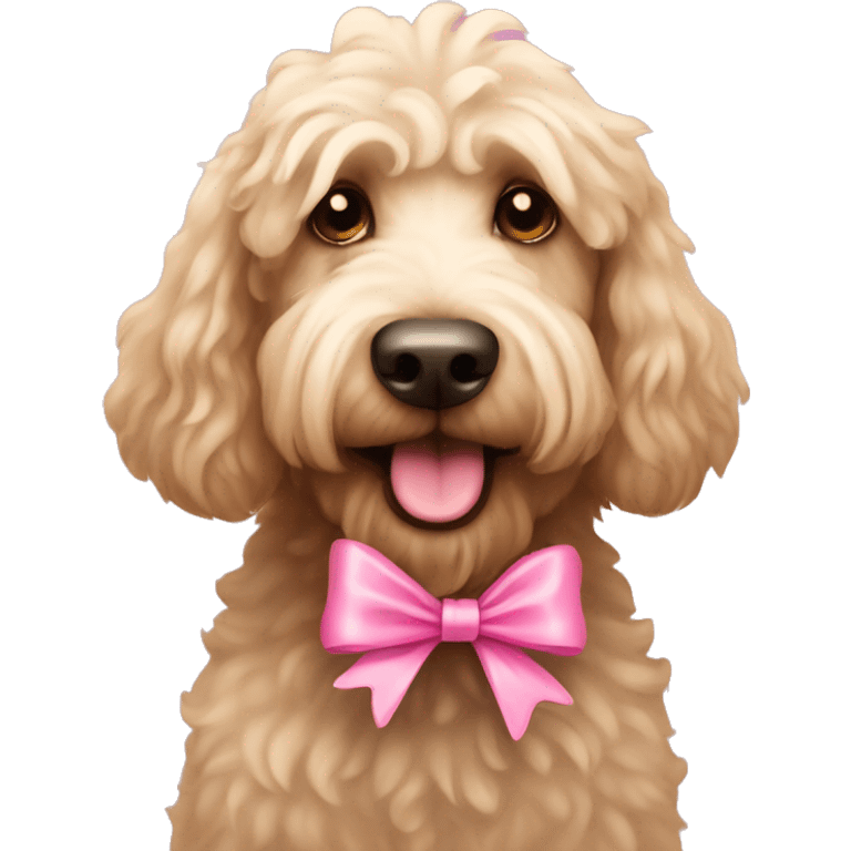 Labradoodle with pink bows emoji