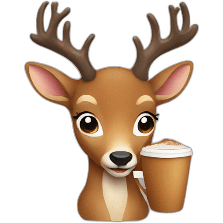 Deer drinking a coffee emoji