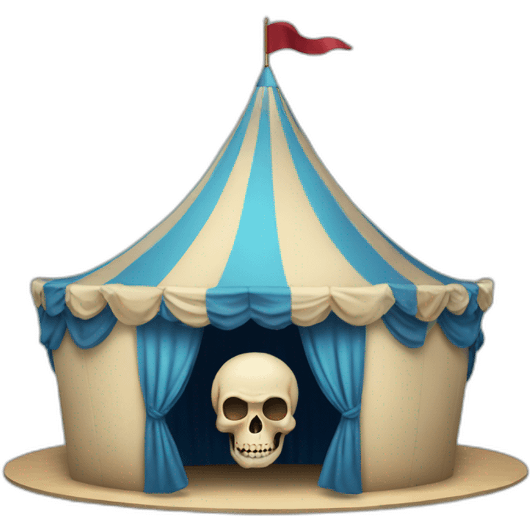 Blue and beige big top with a skull as entrance emoji