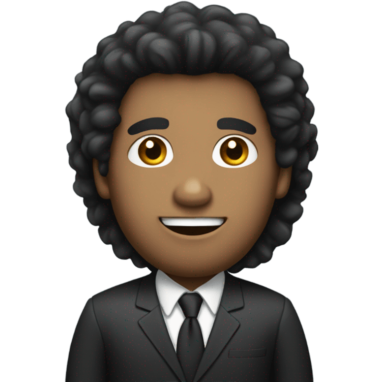 businessman black fluffy straight hair emoji