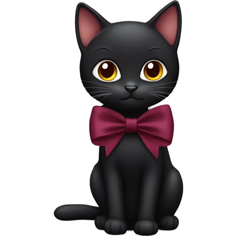 Black cat with bordeaux bow emoji