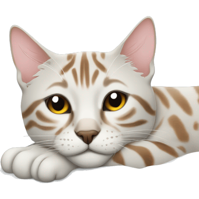 snow bengal cat sleeping emoji