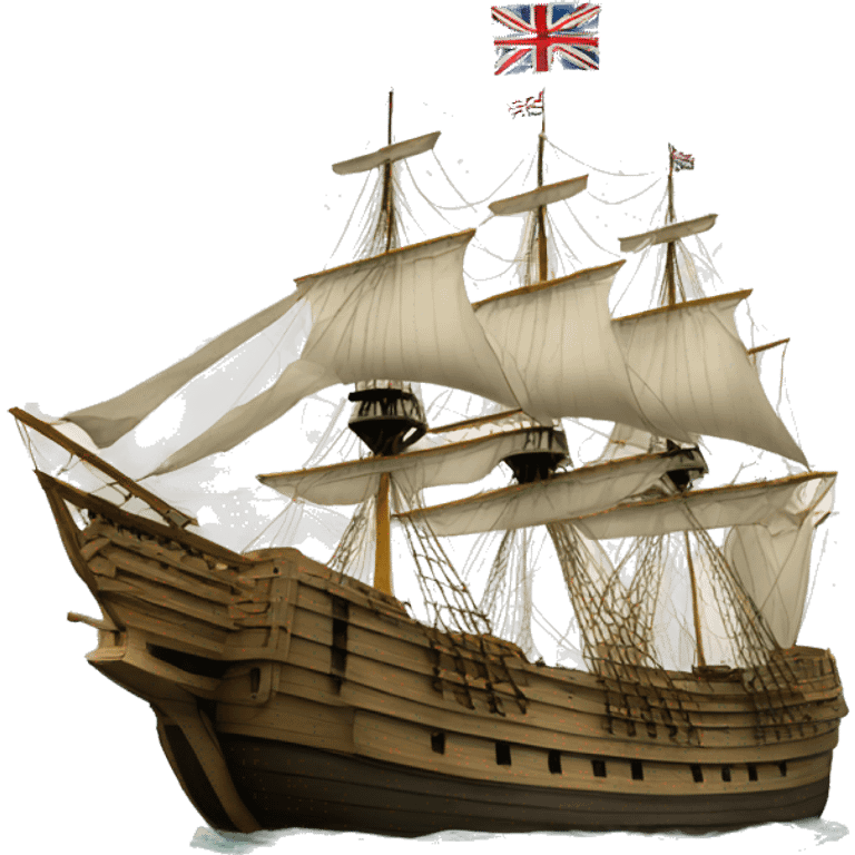 mayflower ship with the Grand Union Flag emoji