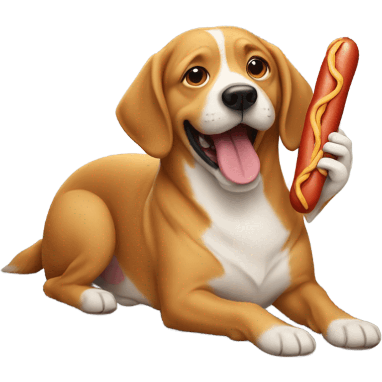 dog with a massive hotdog emoji