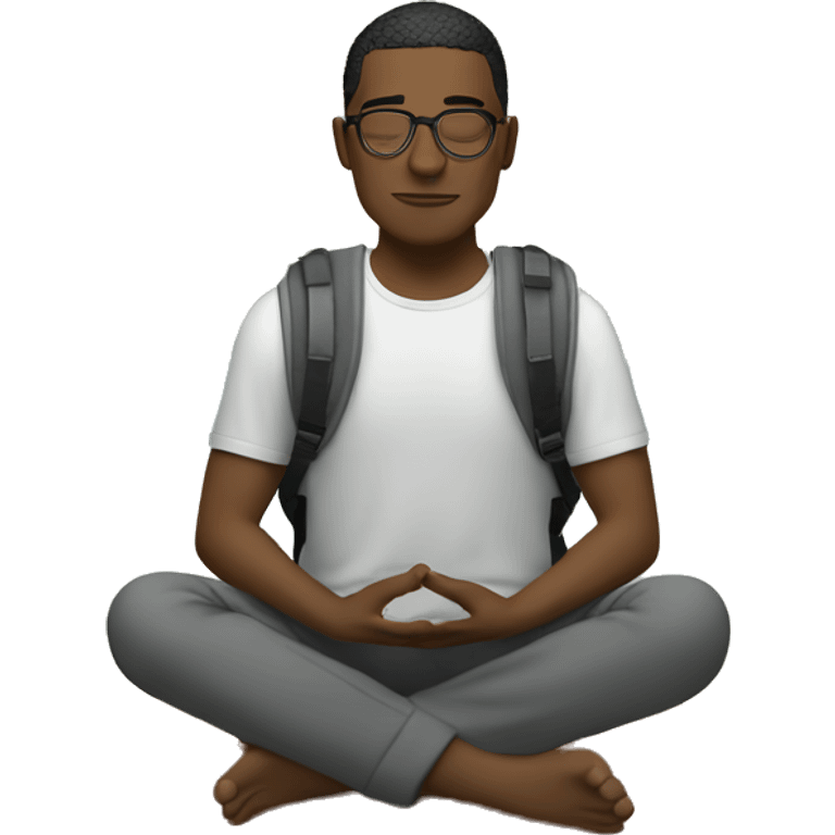 vacation in a circle withsomeone meditating at home laptop sticking out backpack emoji