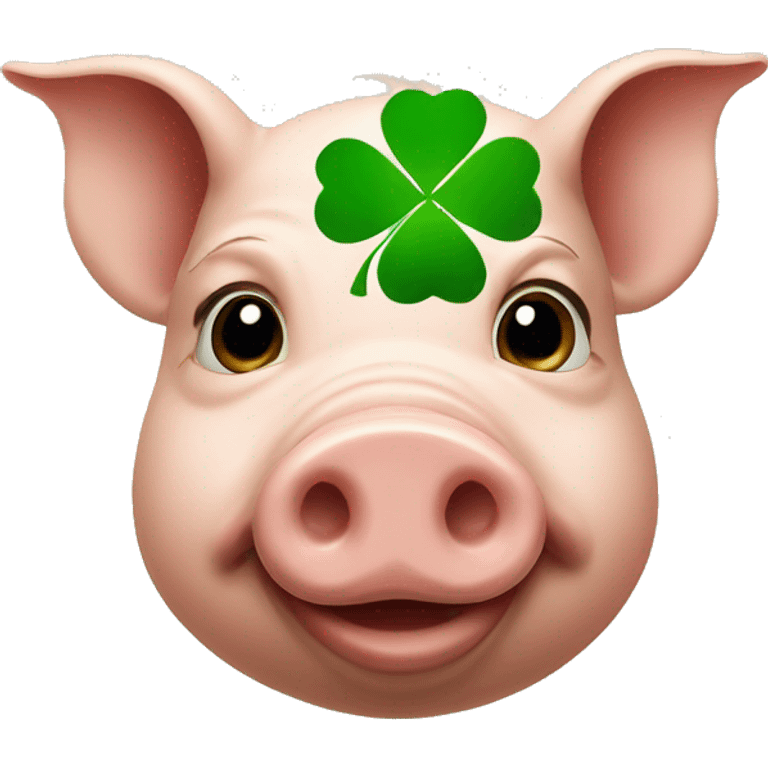 pig with four leafed clover emoji