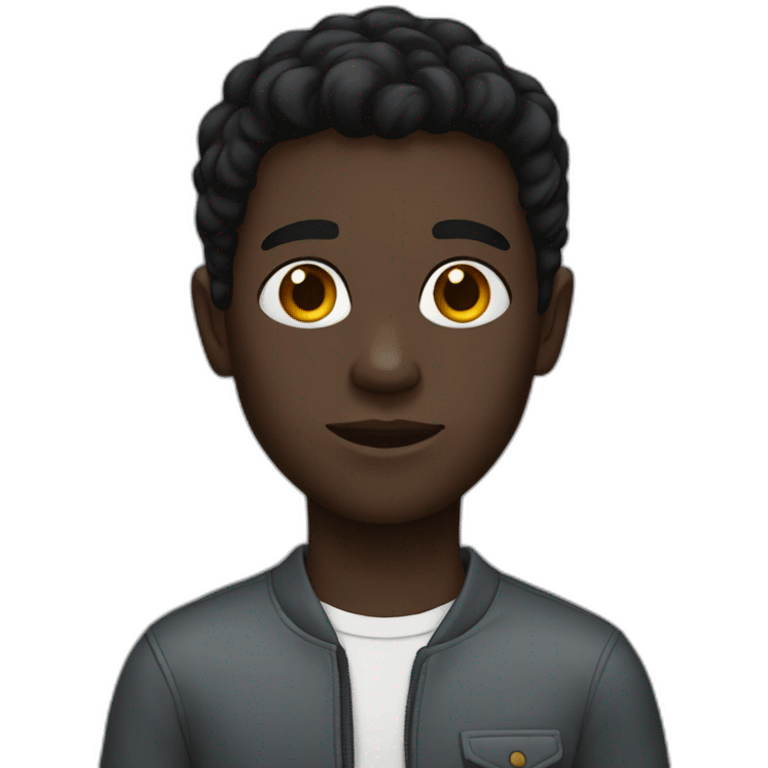 boy with dark skin, black hair emoji