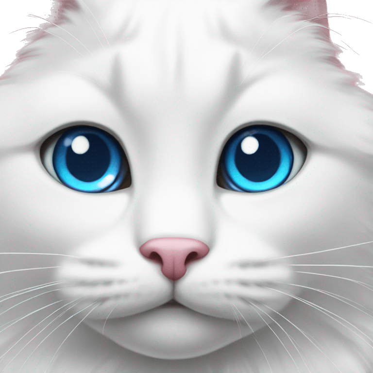 white cat with a pink bow and blue eyes emoji