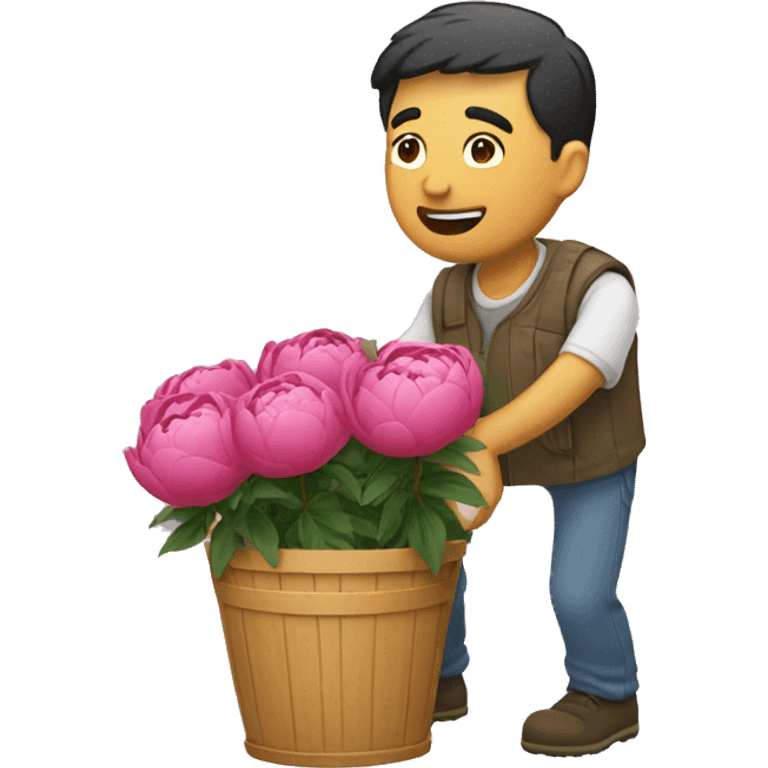 guy giving peony bucket emoji