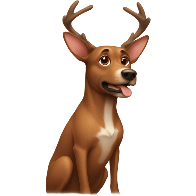 Brown dog wearing antlers emoji