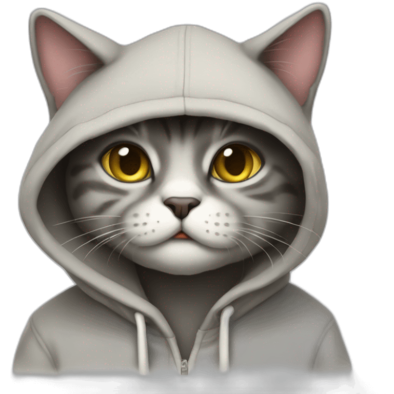 Hungy Cat with hoodies emoji