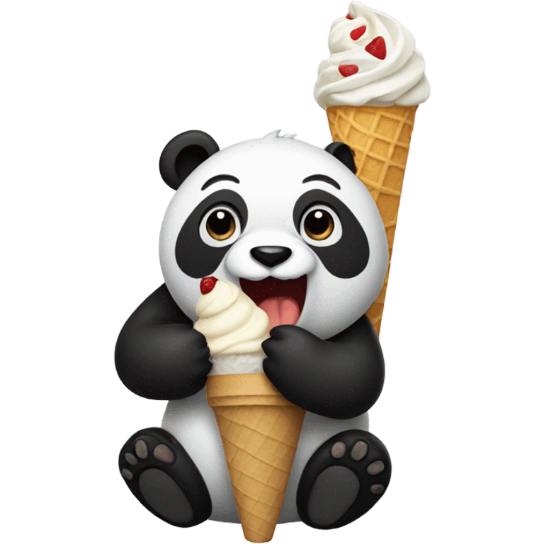 Panda eating ice cream emoji