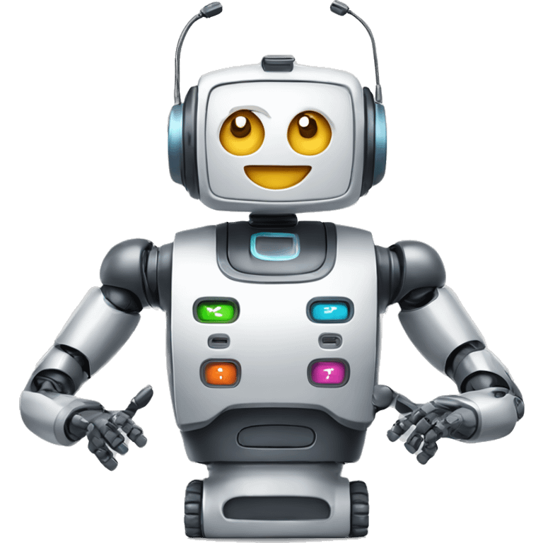 call center robot looks like friendly robot add AA battery icon on his chest emoji