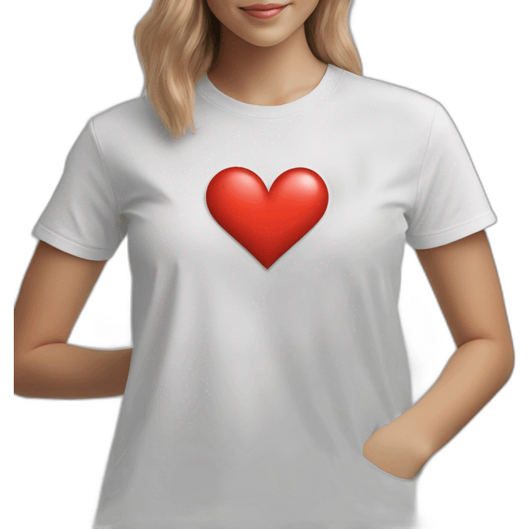 White T-shirts with heart in the position of heart emoji