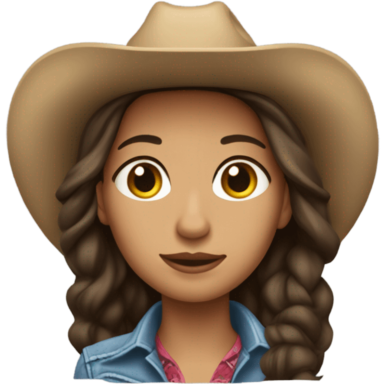 Very pretty brunette cowgirl with light skin emoji