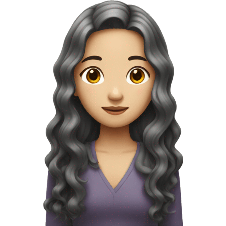 asian girl with long wavy hair  emoji