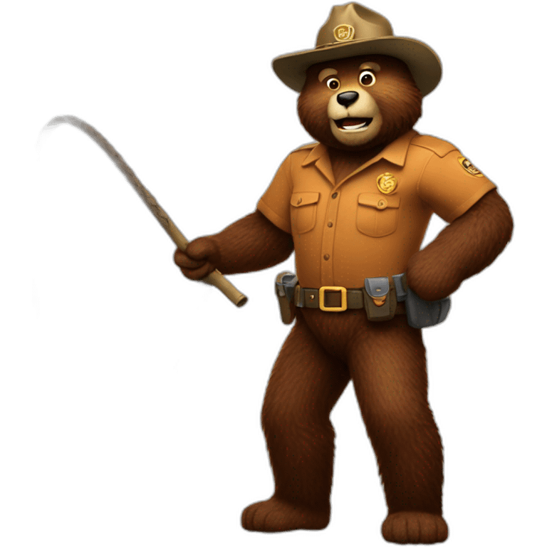 smokey the bear with a whip emoji