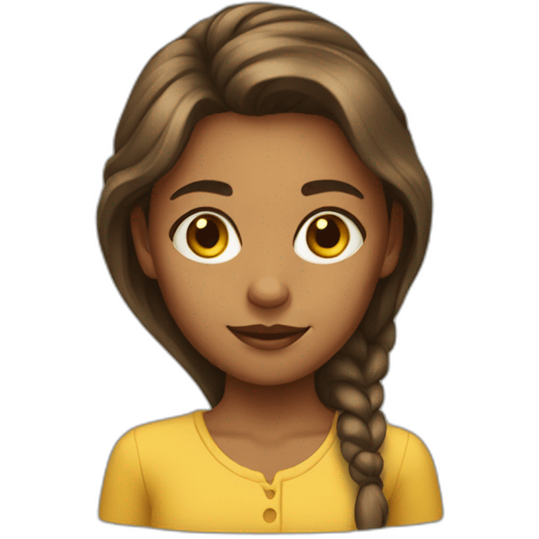 Girl with brown long yellow skin emoji