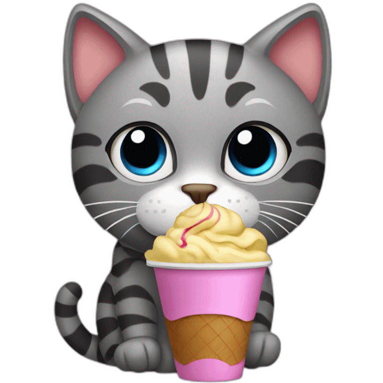 cat eating ice cream and holding coffee emoji