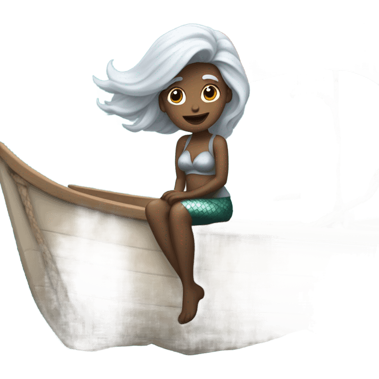 Silver-haired mermaid on a sailboat emoji