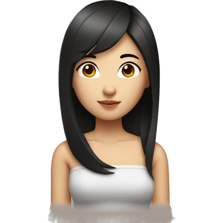 Asian girl with tube top and straight black hair emoji