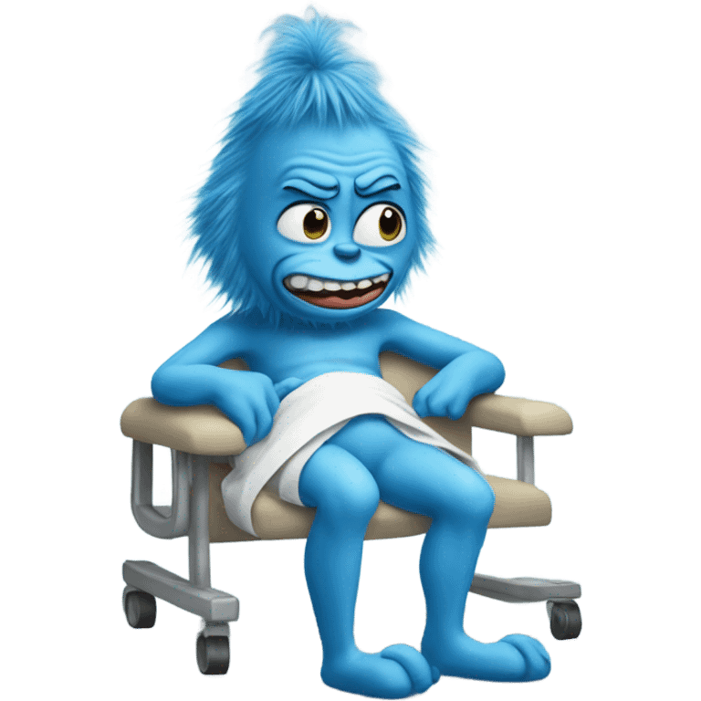 Blue grinch getting knee surgery emoji