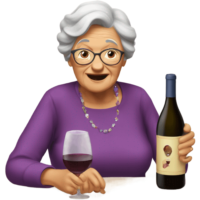 Grandma dinking wine emoji