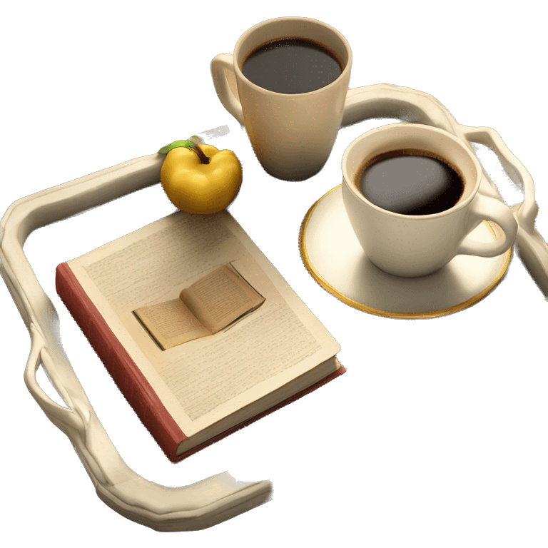 vintage tray with book and coffee on it emoji