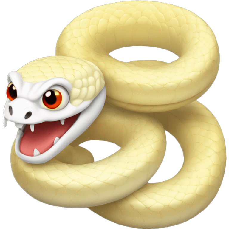 White and yellow snake with red eyes emoji