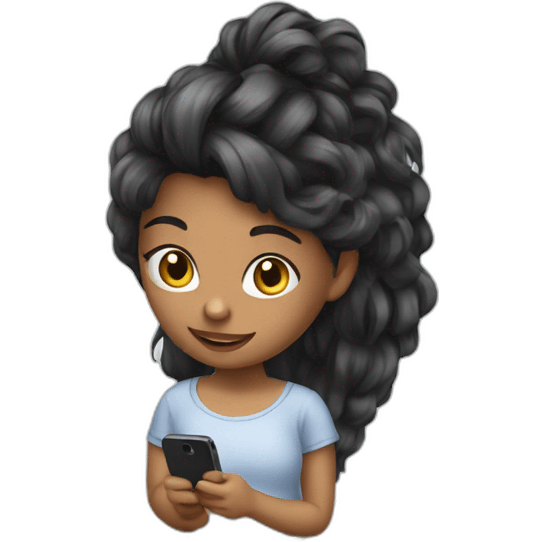 strigth hair withe girl playing with a cellphone emoji