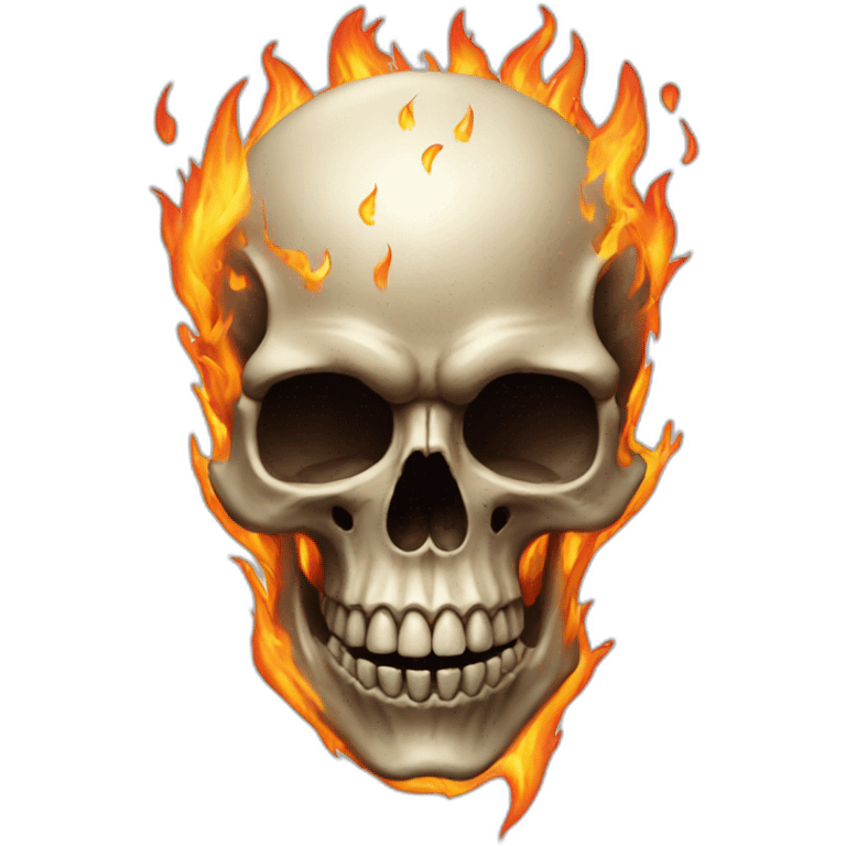 uncanny skull with flames emoji