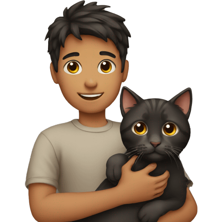 Boy holding cat emoji