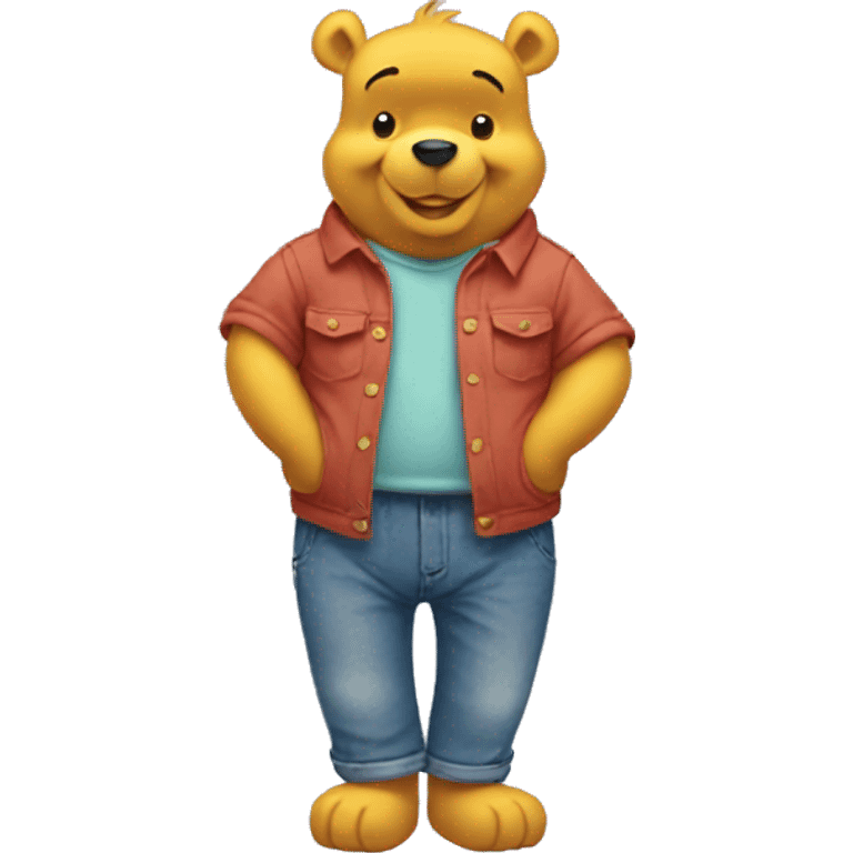 Winnie the pooh in blue shirt and jeans emoji