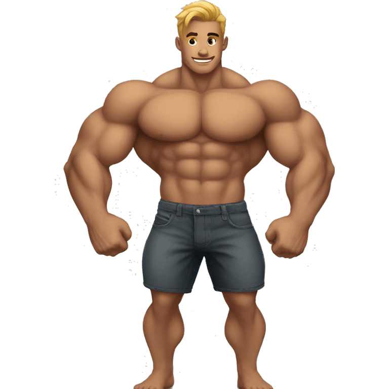 A bodybuilder boy with tattoo emoji