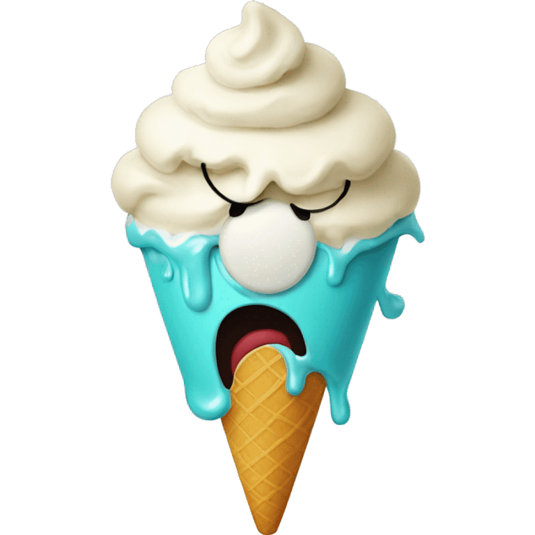 Angry face eating ice cream emoji