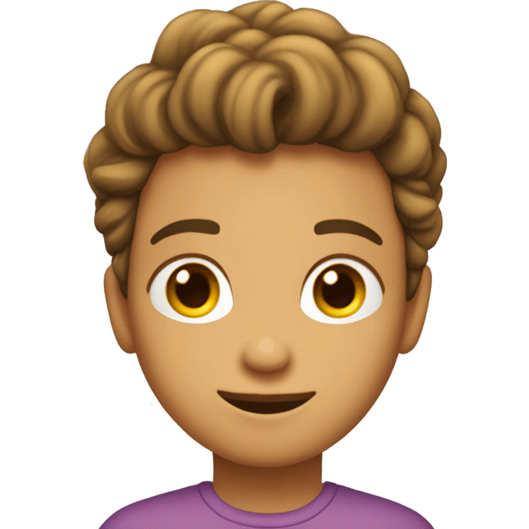 Generar un emoji que sea na mujer con el pelo carmelita y que este abrazando a un chico que es su hijo  emoji