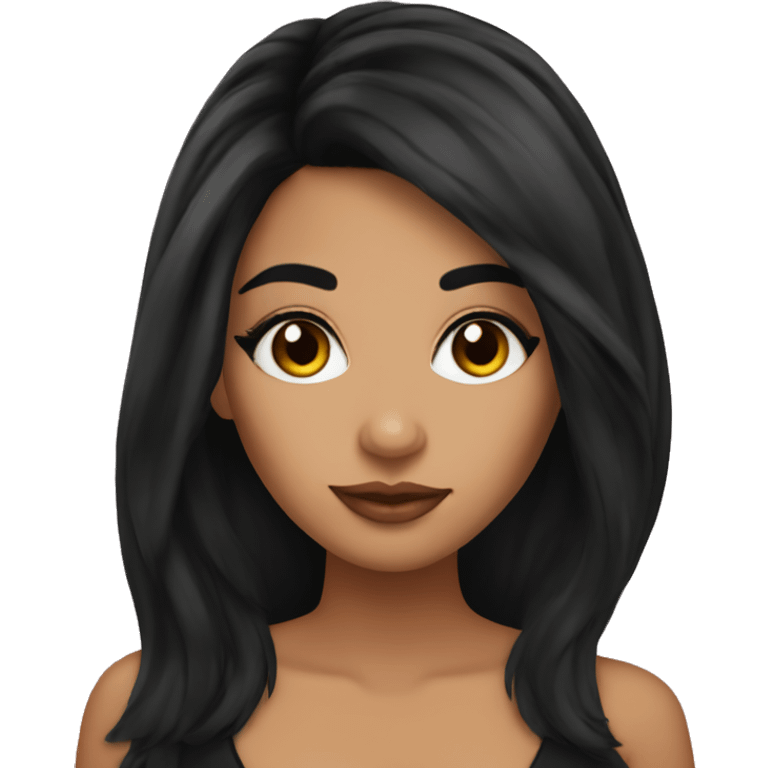 latina with eyelashes and makeup with black hair emoji