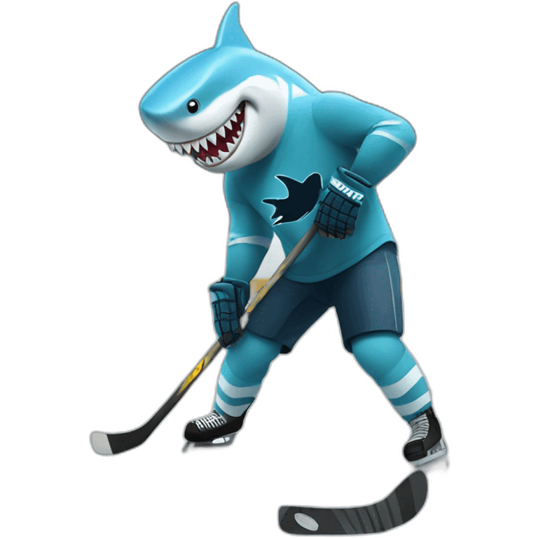 Shark playing hockey  emoji