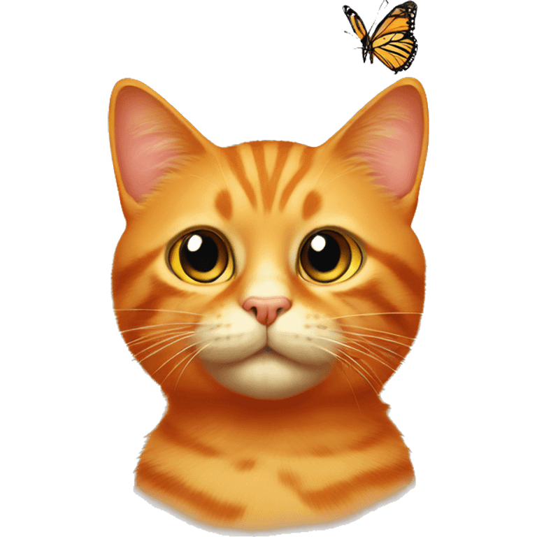 Orange cat with butterfly on Mode  emoji