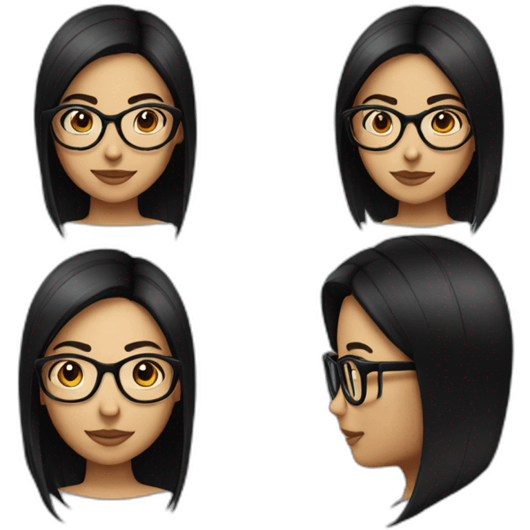 Girl with black open straight hair and specs  emoji