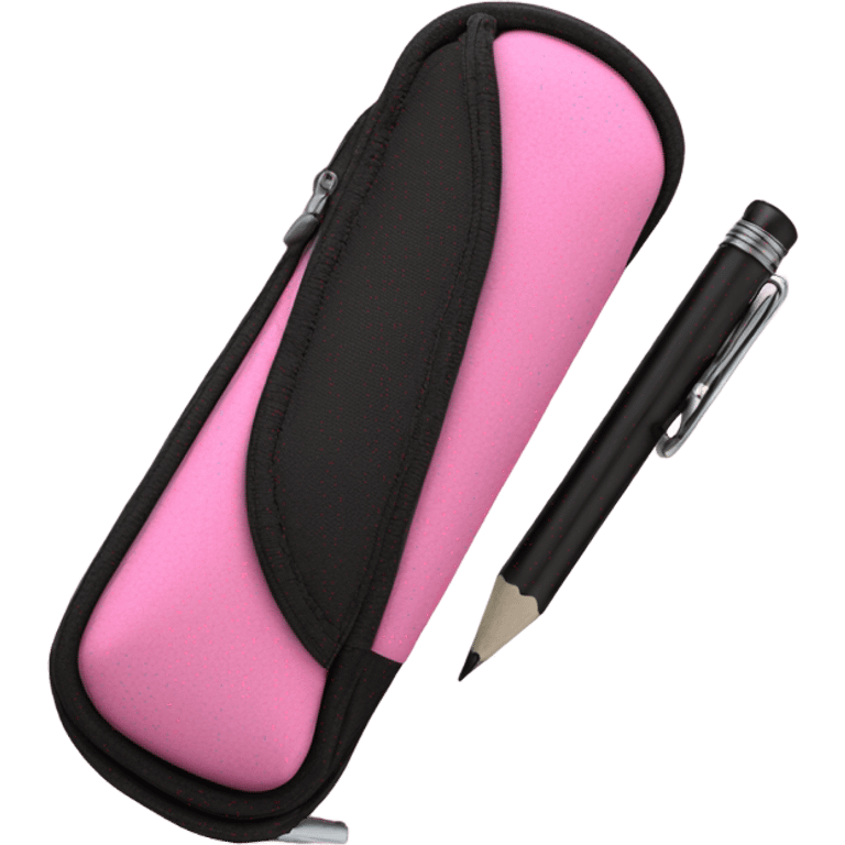 pink and black pencil case emoji