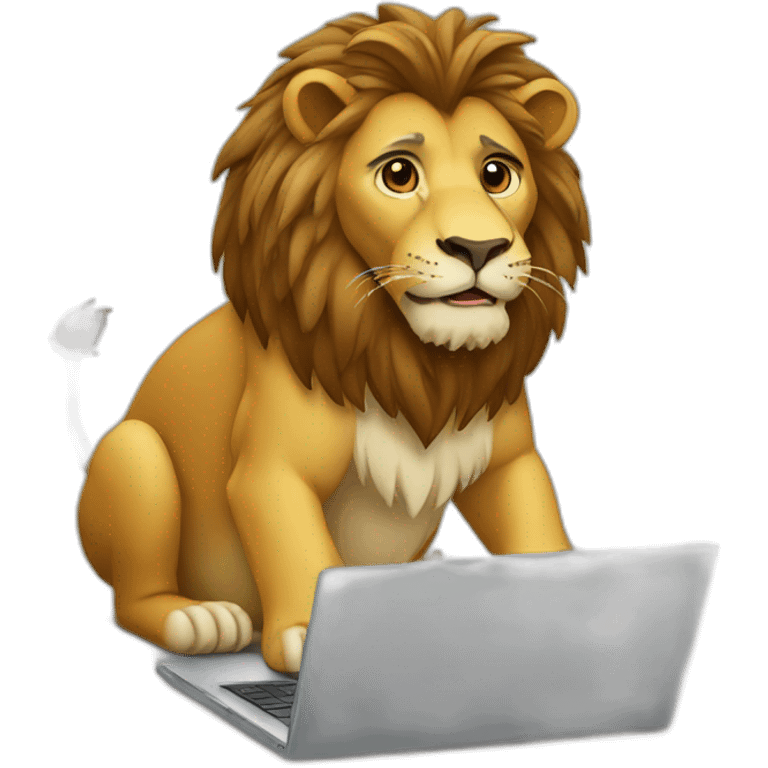 a lion using a laptop emoji