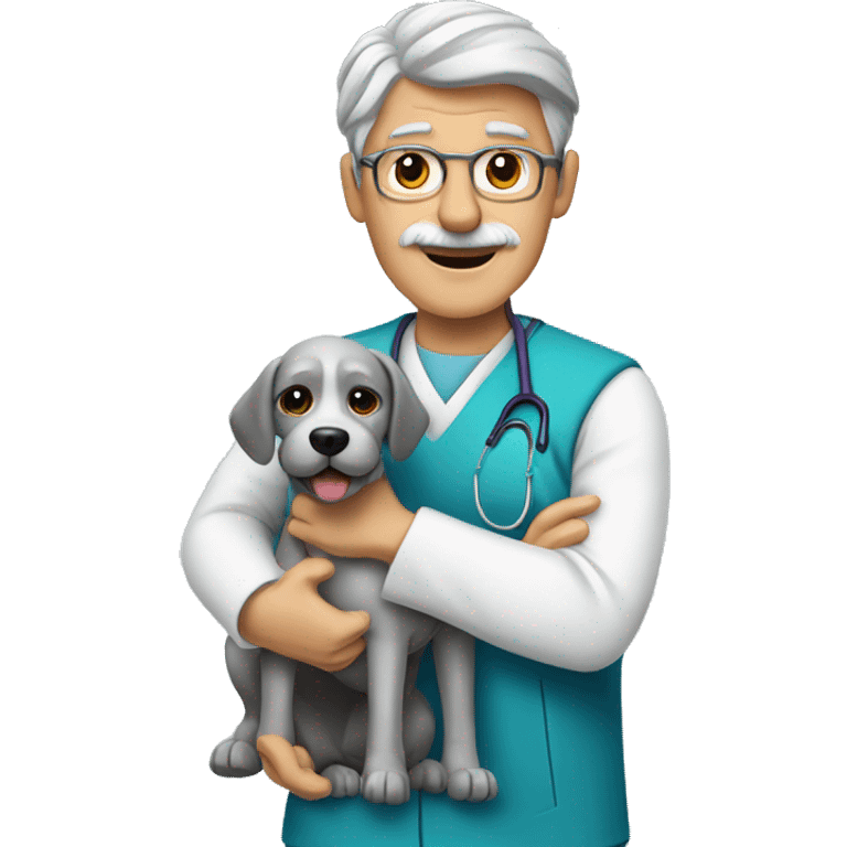 a dog with the face of a gray-haired physiotherapist emoji