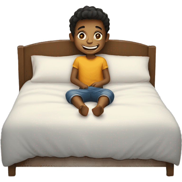 smiling boy on the bed emoji