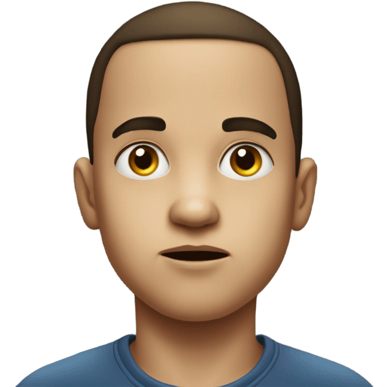 realistic portrait of a boy with raised suspicious eyebrows emoji