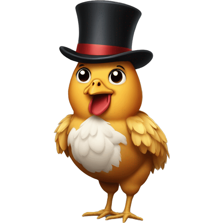 Chicken with tophat emoji